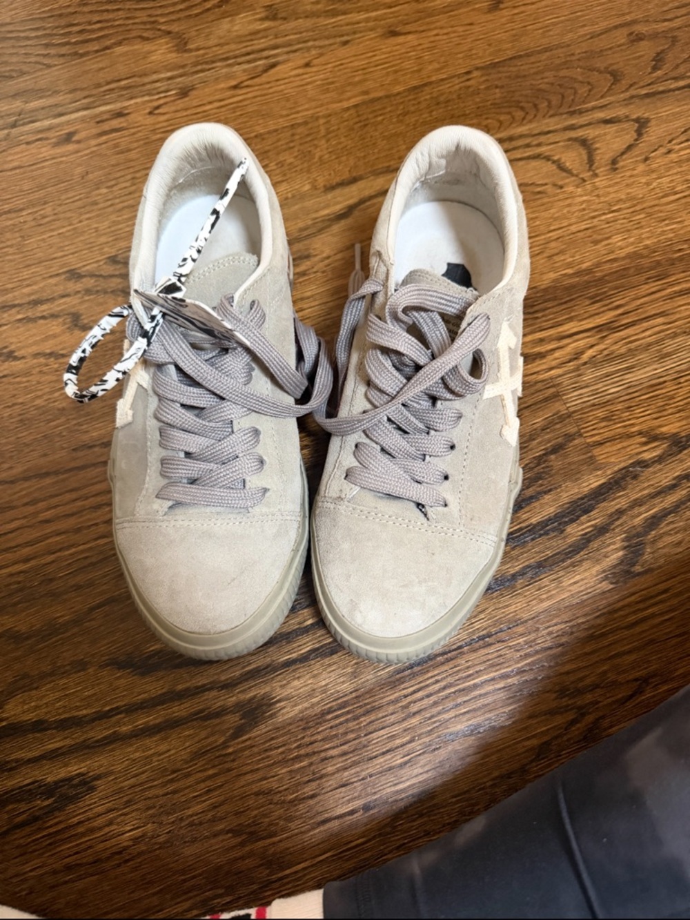 Off-White Taupe Suede Athletic Sneakers